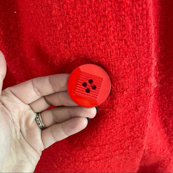 Vintage | Castletons SLC 60s 70s Bright Red Tweed Swing Coat Jacket Button Front - Picture 6 of 10